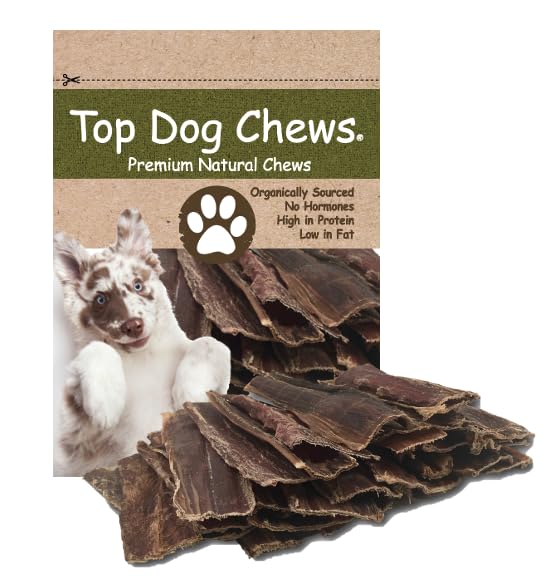 Top Dog Chews 5- 6 Roasted All Natural Beef Esophagus Jerky, 30-Pack - Free Range Beef Gullet Jerky Dental Treats for Dogs, Sing