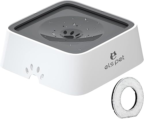 Els Pet Dog Bowl No Spill, Pet Water Bowl No Drip Slow Water Feeder Cat Bowl, Pet Water Dispenser 70Oz/2L Large Capacity Travel Water Bowl For Dogs, Cats