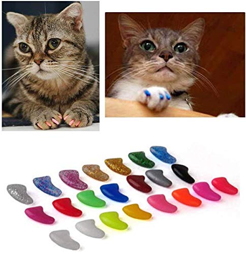Joyjuly 100Pcs Cat Nail Caps Kitten Caps Cat Caps Cat Nail Covers With 5Pcs Adhesive Glue+5Pcs Applicators+Instruction