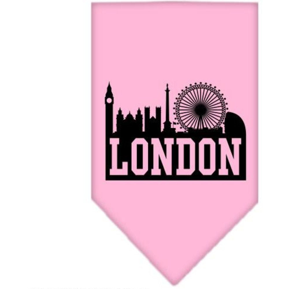 Pet and Dog Bandana Screen Printed, &quot;London Skyline&quot; Light Pink Large