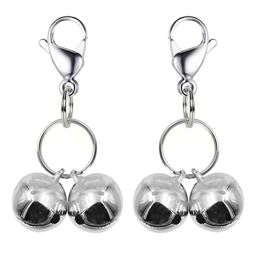 Ivia Pet 4 Sets Cat Bell For Dog Collar Charm Trainingpet Pendant Accessories With 2 Pack Stainless Steel Dog Tag Clips(2 Medium Silver)