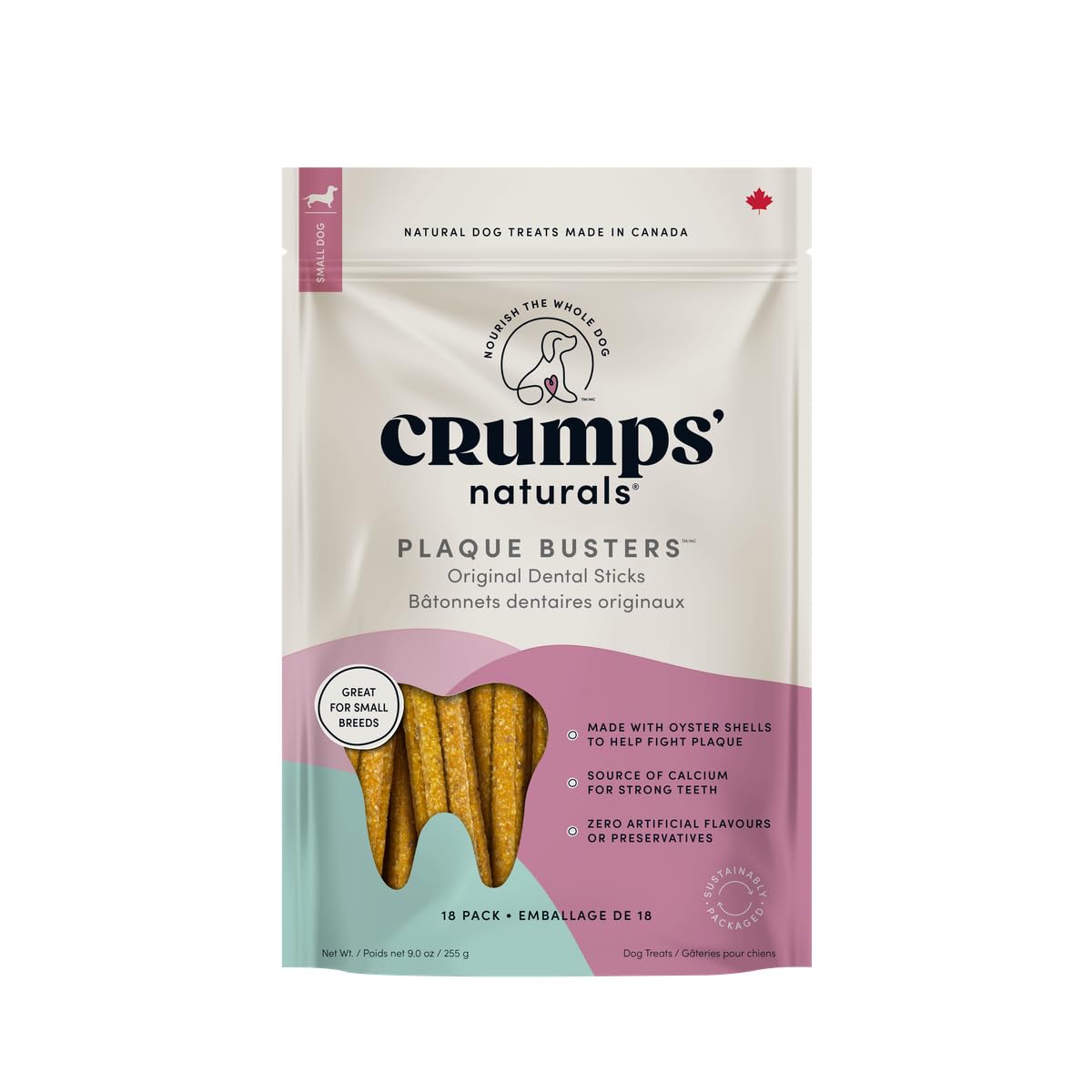 Crumps' Naturals Plaque Busters 3.5'' (18Ct) 9.0Oz/255G Dog Dental Treat