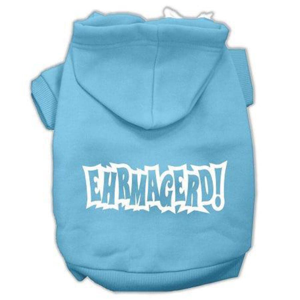 Pet, Dog & Cat Hoodie Screen Printed, 'Ehrmagerd' Baby Blue Sm (3-6 Lbs.)