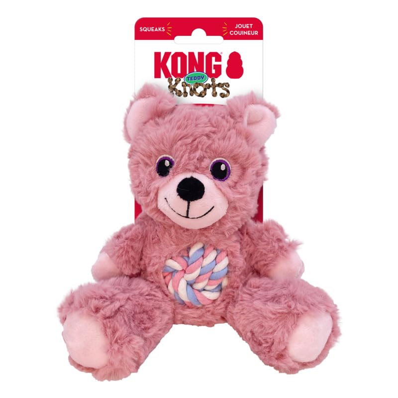 Kong Knots Teddy Bear - Knotted Rope Tummy And Tail - Soft Plush Dog Toy (Small)