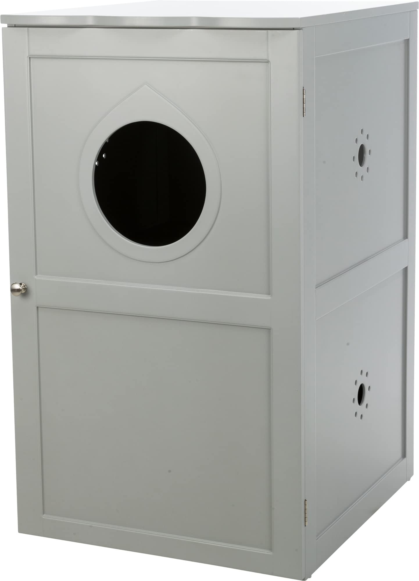 Trixie 2 Story Furniture Litter Box Enclosure (Gray), Hidden Litter Box For Cats, Double Layer, Big Front Door For Easy Cleaning