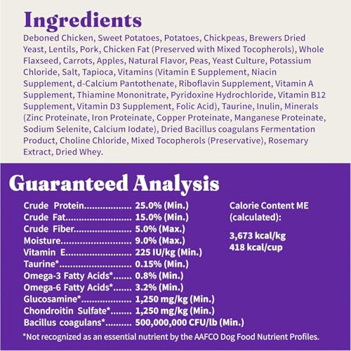 Halo Purely for Pets Holistic Dog Food, Complete Digestive Health Grain Free Cage-Free Chicken and Sweet Potato Recipe, Dry Dog
