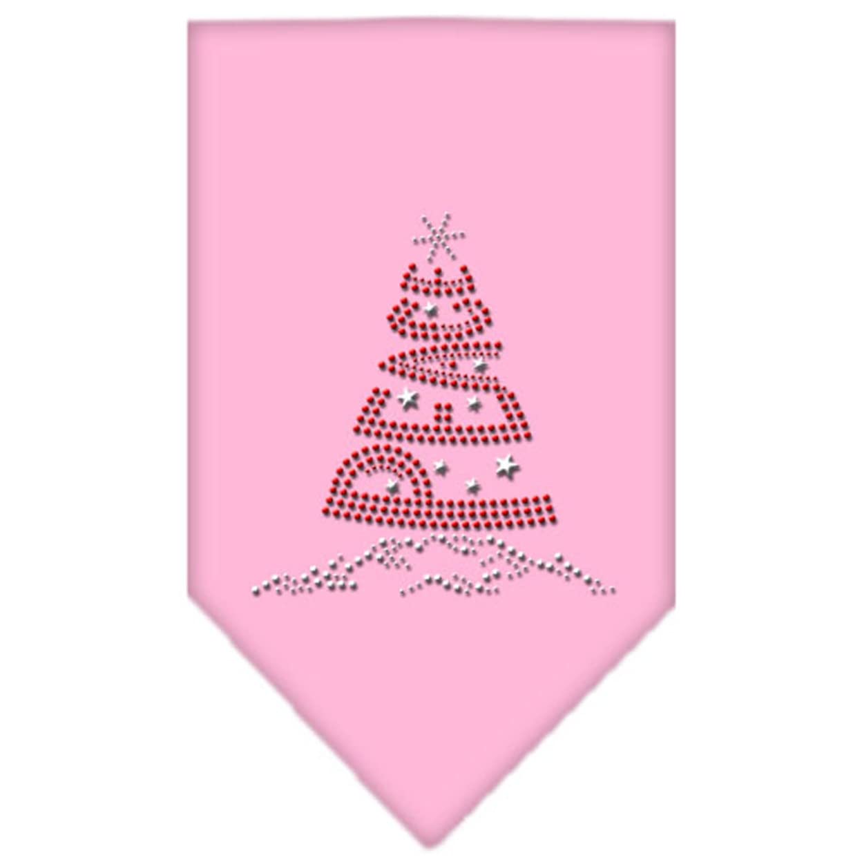 Christmas Pet and Dog Bandana Rhinestone, "Peace Tree" Light Pink Large
