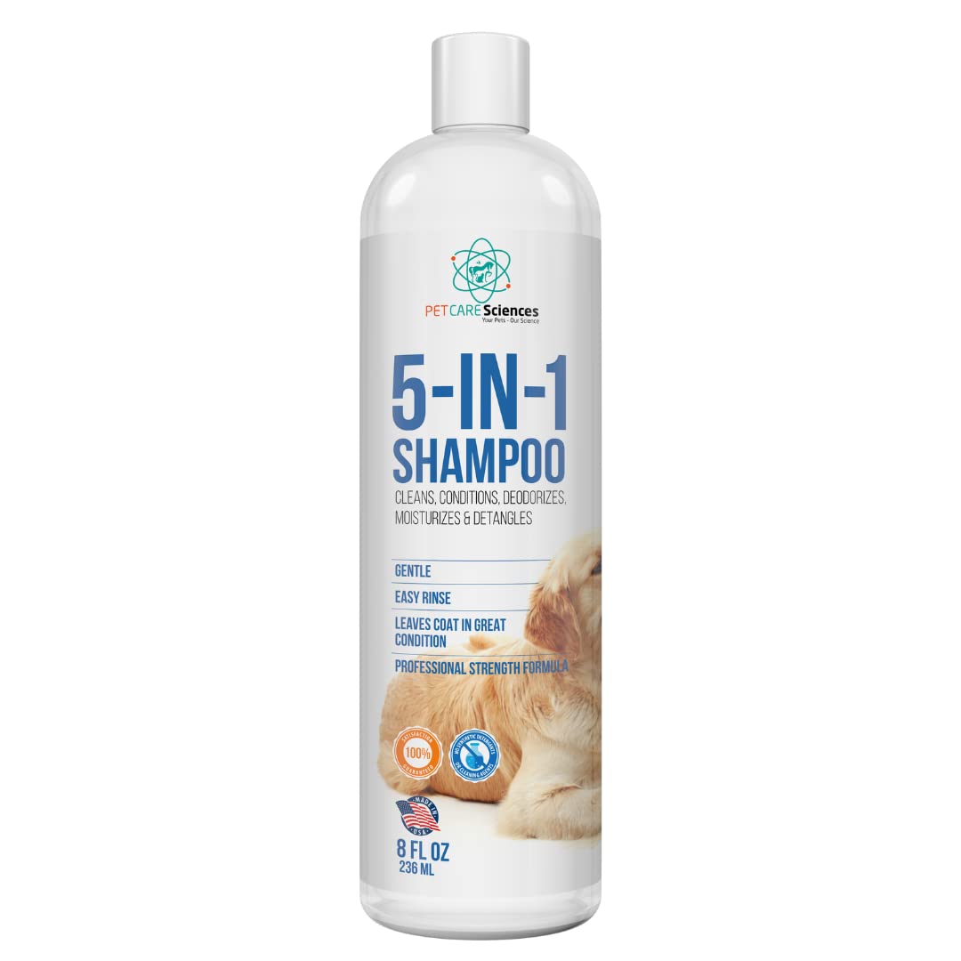 Pet Care Sciences 8 Floz 5 In 1 Dog Shampoo For Itchy Skin - Sensitive Skin Dog Shampoo For Smelly Dogs - Dog Shampoos & Conditioners - Made In The Usa