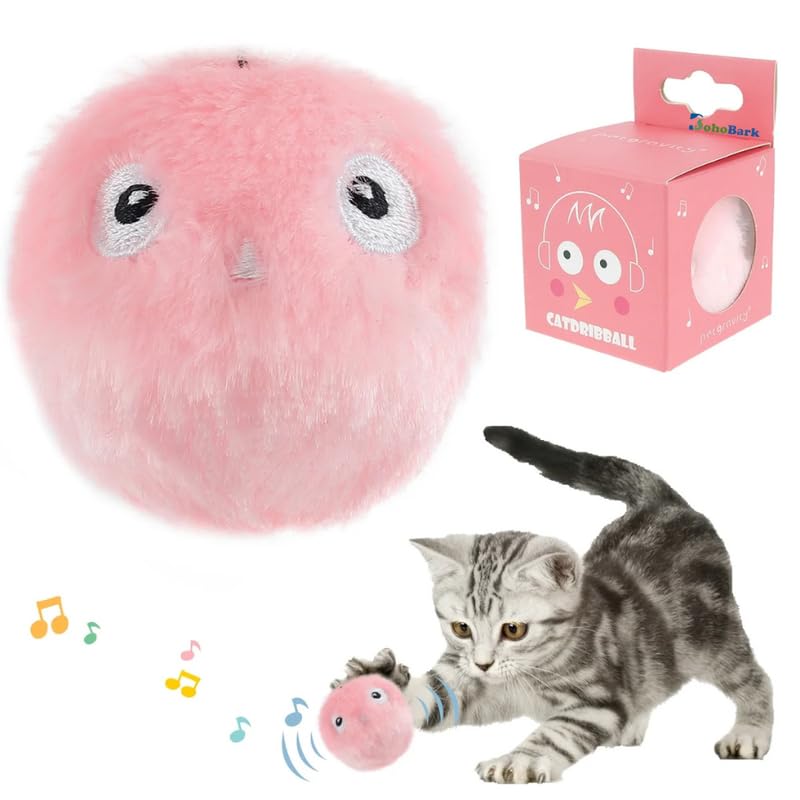 Bohobark Cat Toy Ball, Interactive Barking Cats Playing With Toy Balls, Upgrade Kitten Plush Ball, BuiltIn Catnip, Interactive 