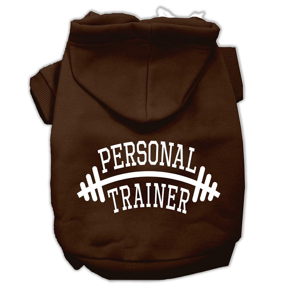 Pet, Dog & Cat Hoodie Screen Printed, &quot;Personal Trainer&quot; Brown 2XL (20-25 lbs.)
