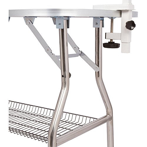 Flying Pig Heavy Duty Stainless Steel Pet Dog Cat Bone Pattern Rubber Surface Grooming Table With Arm/Noose (Sky Blue, 38X22)