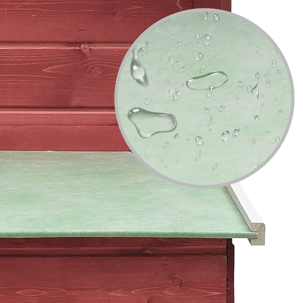 vidaXL Solid Pine/Fir Wood Chicken Cage with Iron Wire Mesh, Non-Slip Ramp and Pull-Out Tray - Red and Green