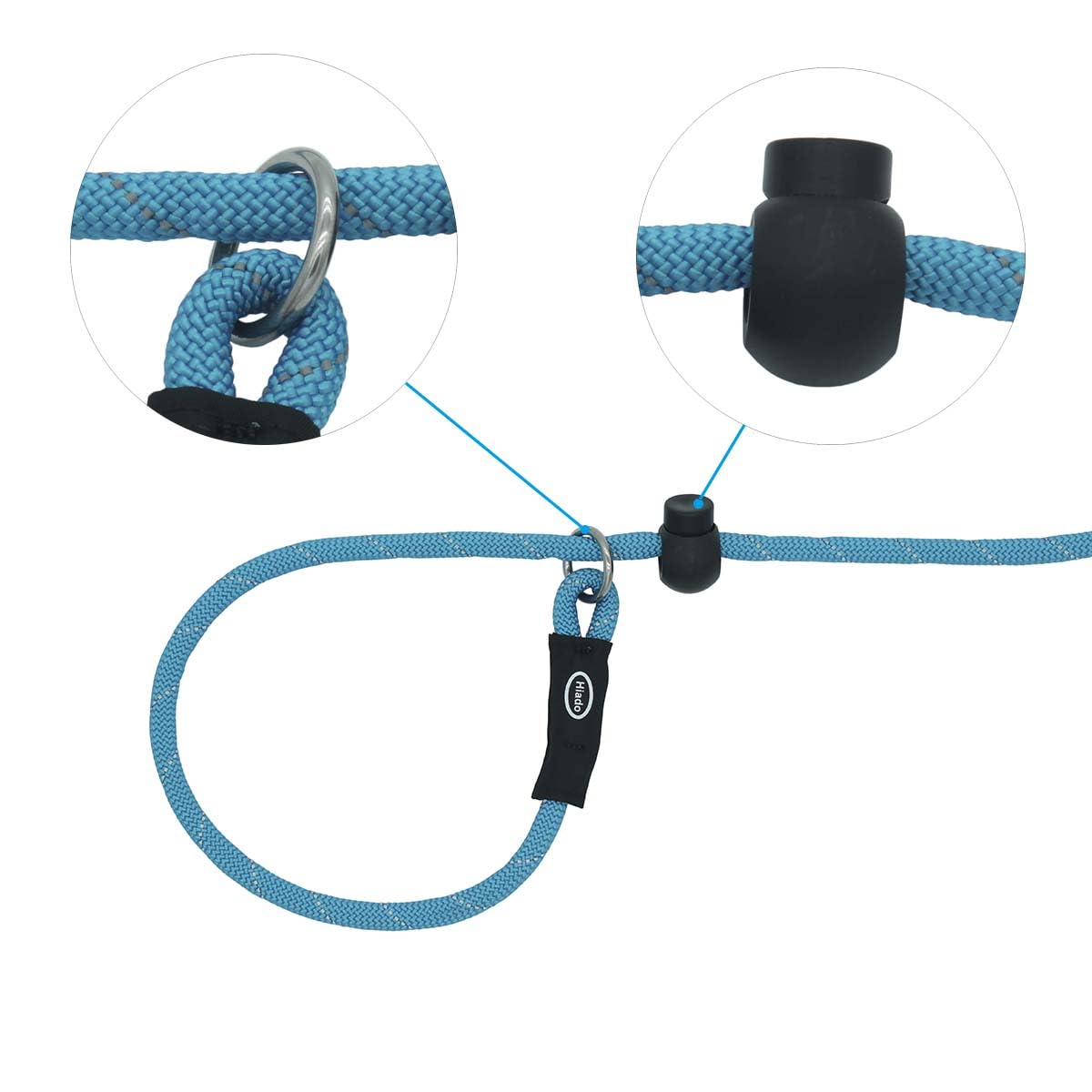 Hiado Slip Lead Dog Leash Reflective With Stopper Loop Rope Training No Pull For Small Medium Large Dogs 6Ft Skyblue