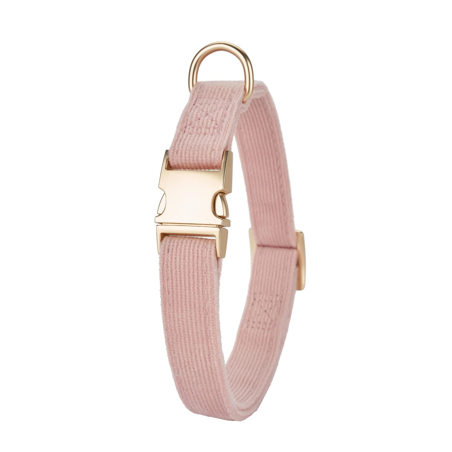 Petiry Soft Corduroy Fibric Dog Collar with High Grade Metal Buckle, for Large Dogs(Light Pink,Large:17-26'')