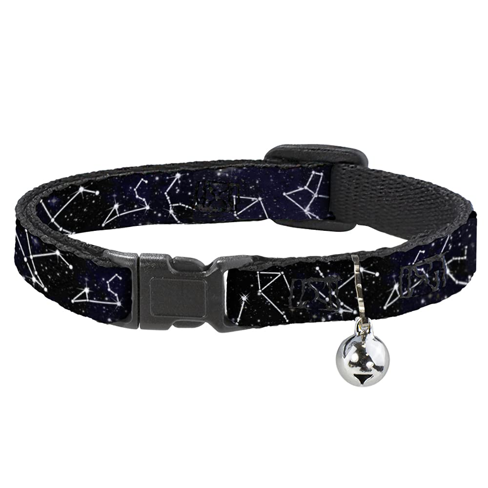 Buckle-Down Cat Collar Breakaway Constellations 14 Galaxy White 8 To 12 Inches 0.5 Inch Wide