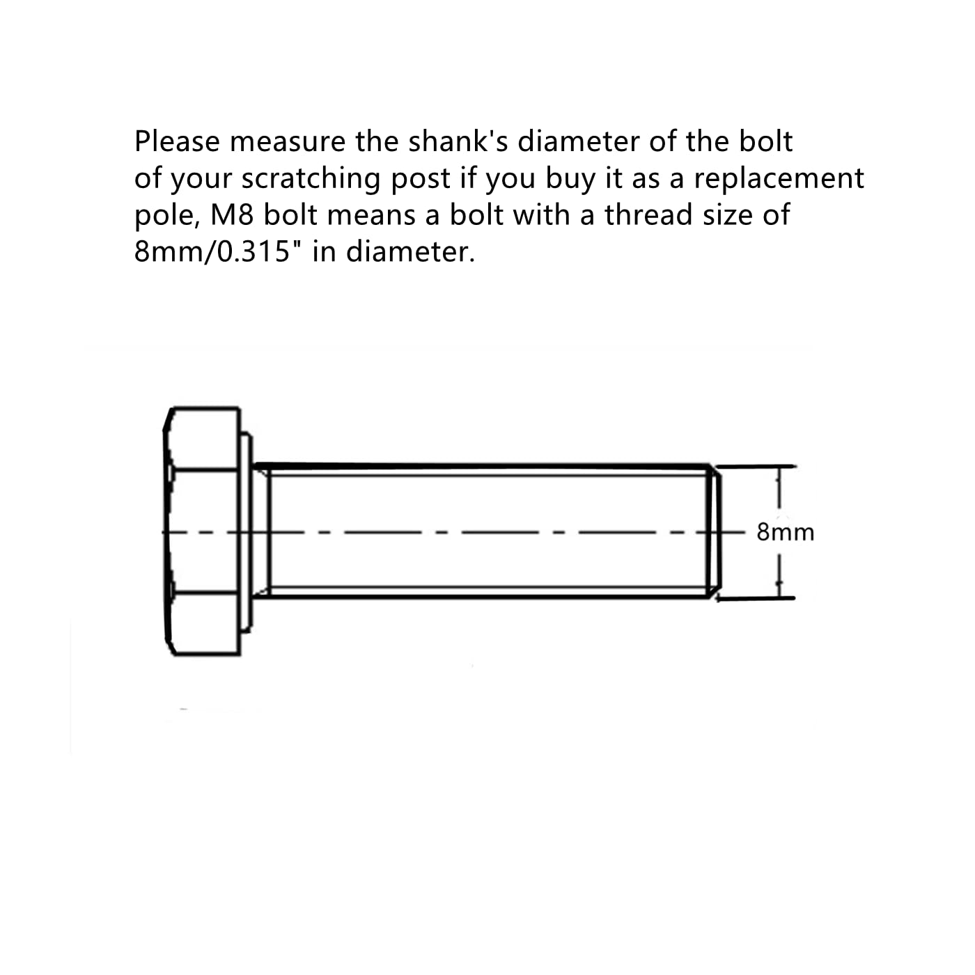 SHENGOCASE 2-Pack Beige Cat Tree Tower Replacement Posts, 17.7 L, Ø 2.75 with M8 Bolt, DIY Scratching Pole Accessories