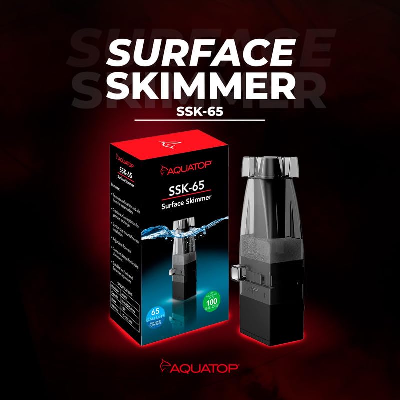 Aquarium Surface Skimmer 65 Gph Flow Rate – Efficient Waste Removal – Ideal For Tanks Up To 100 Gallons – Ideal For Freshwater & Saltwater Compatible