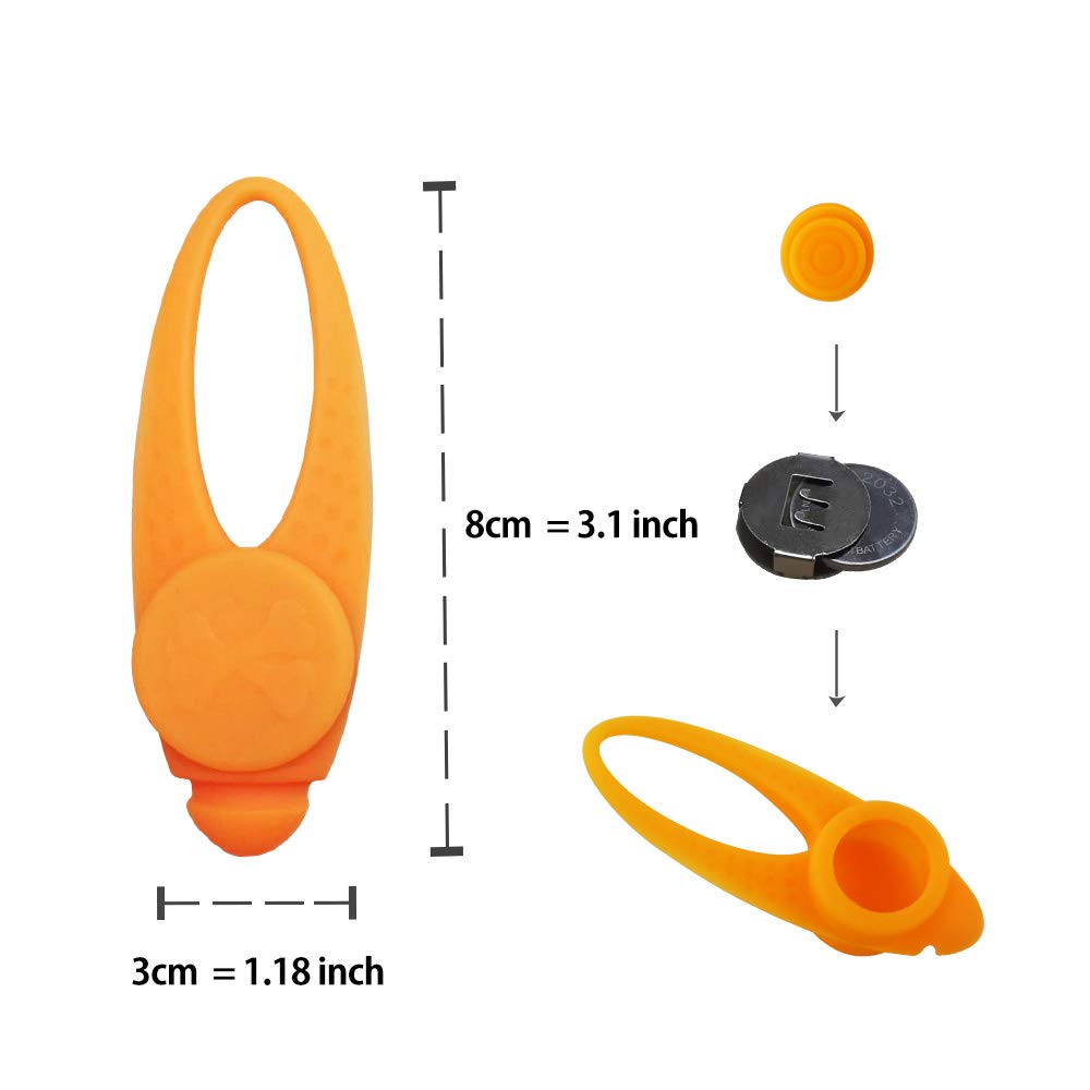 LaRoo LED Dog Collar Lights - Clip-On Night Walking Flashlight for Dogs, Orange-A, Perfect for Safe Nighttime Walks
