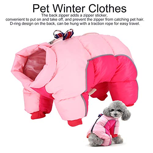 Winter Warm Dog Clothes Windproof Jacket Puppy 4 Four Legs Snowsuit Doggie Apparel Outfits Pink(10#)