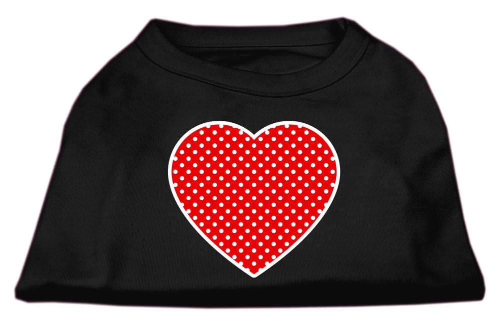 Pet Dog & Cat Shirt Screen Printed, &quot;Swiss Dots Red Heart&quot; Black 3XL (25-35 lbs.)