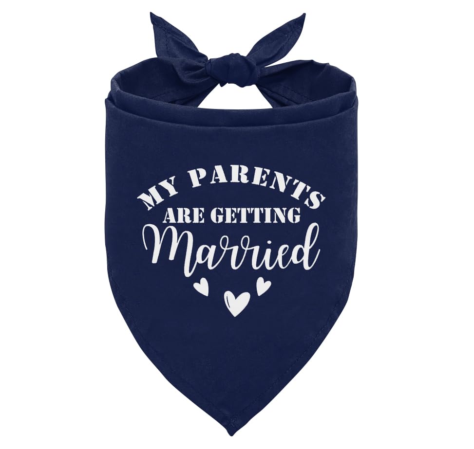 Dark Blue Dog Bandana, My Parents Are Getting Married Wedding Announcement Dog Bandana, Pet Triangle Scarf Accessories, Dogs Ban