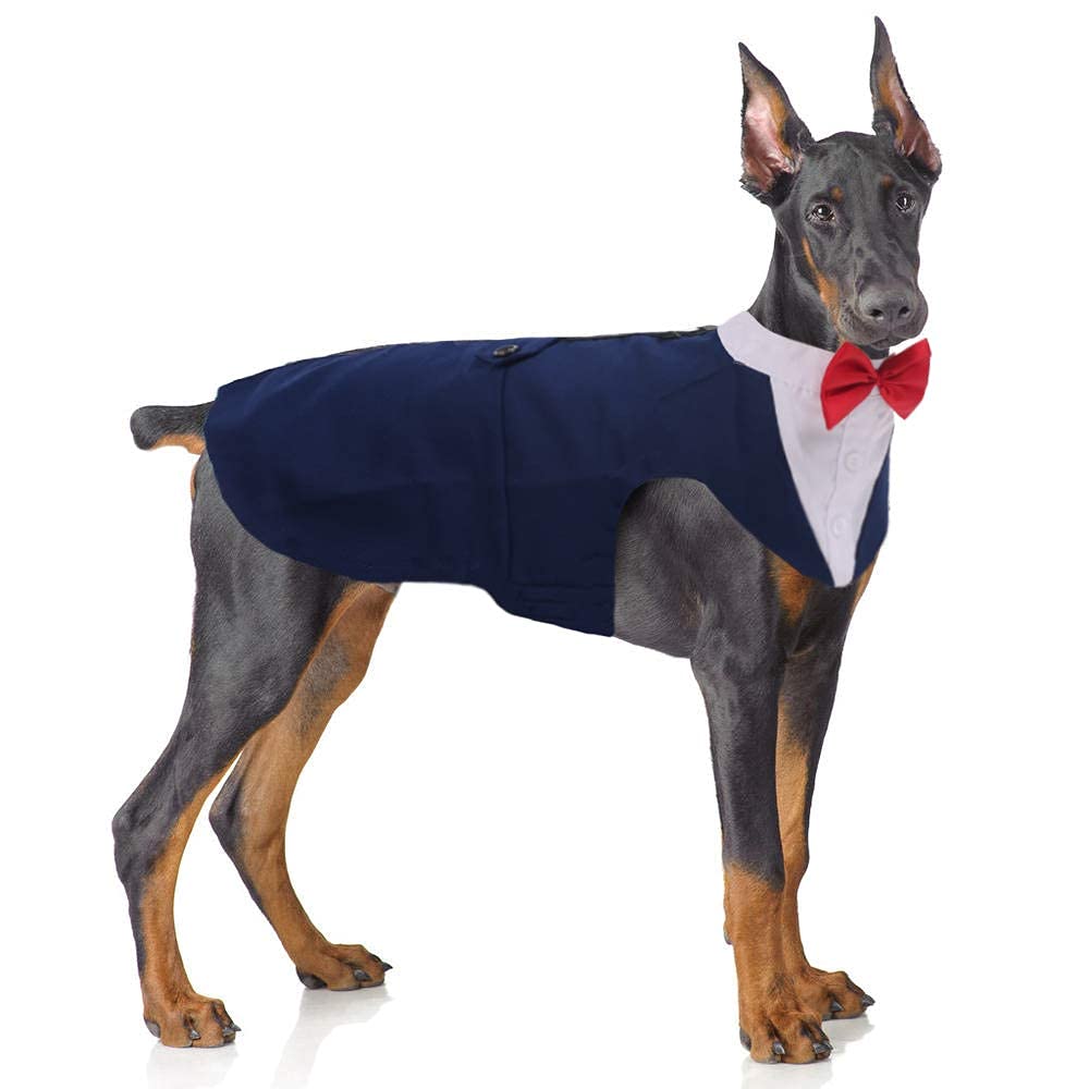 Pumyporeity Dog Tuxedo And Bandana Set, Formal Gentleman Dog Attire With Bowtie For Wedding, Christmas, Birthday, 2 Pieces/Pack,