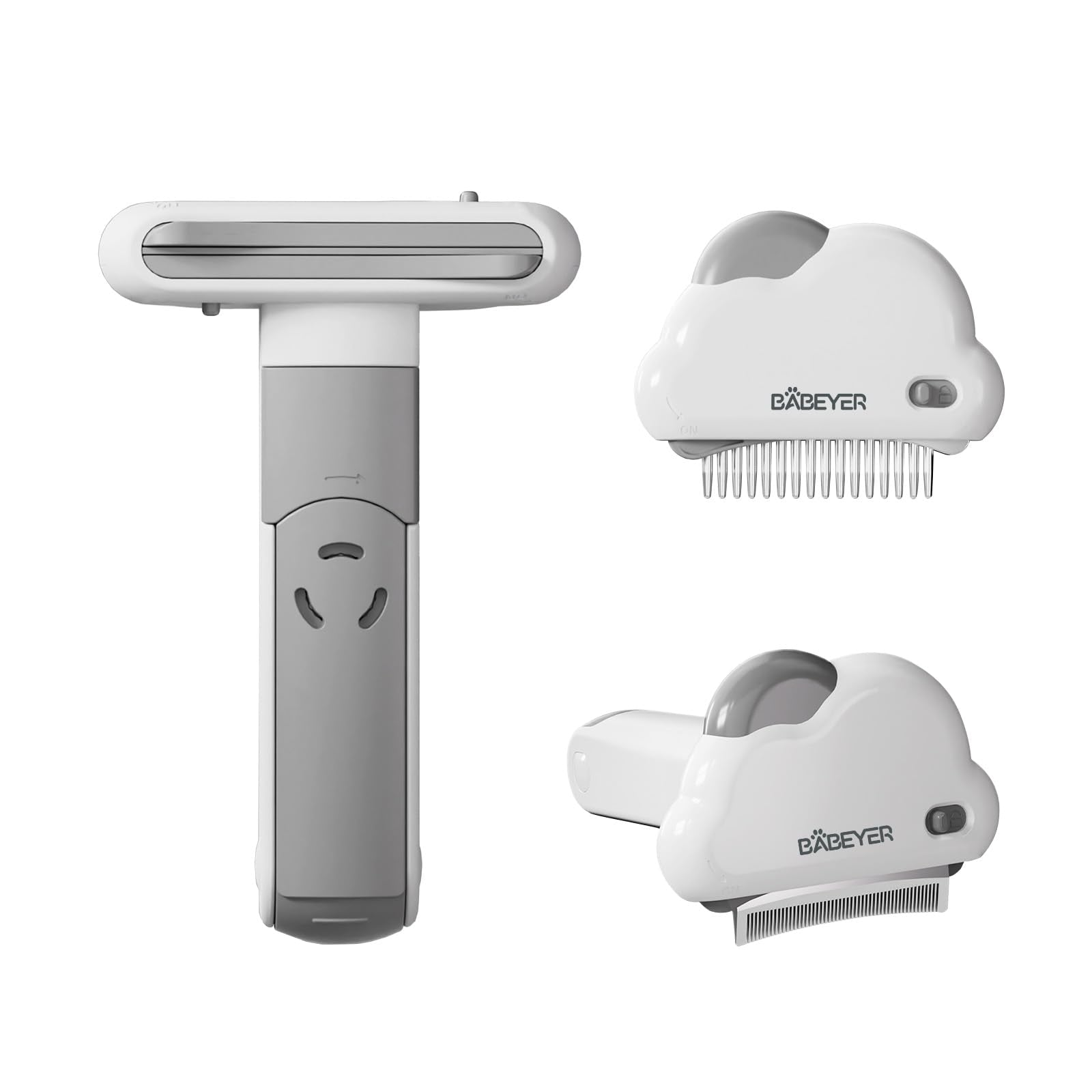 Babeyer 3-In-1 Cat & Dog Grooming Brush Rotatable, Dog Brush For Shedding, Stainless Steel Metal Undercoat Comb & Grooming Comb 