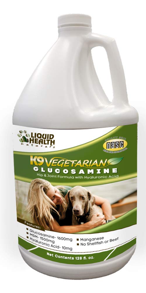 LIQUIDHEALTH 128 Oz K9 Vegetarian Liquid Glucosamine for All Dogs Canines - Chondroitin, MSM, Omega 3, Anti Oxidants Hyaluronic 