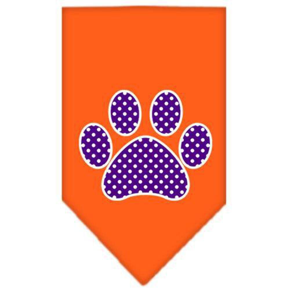 Pet and Dog Bandana Screen Printed, &quot;Purple Swiss Dot Paw&quot; Red Small