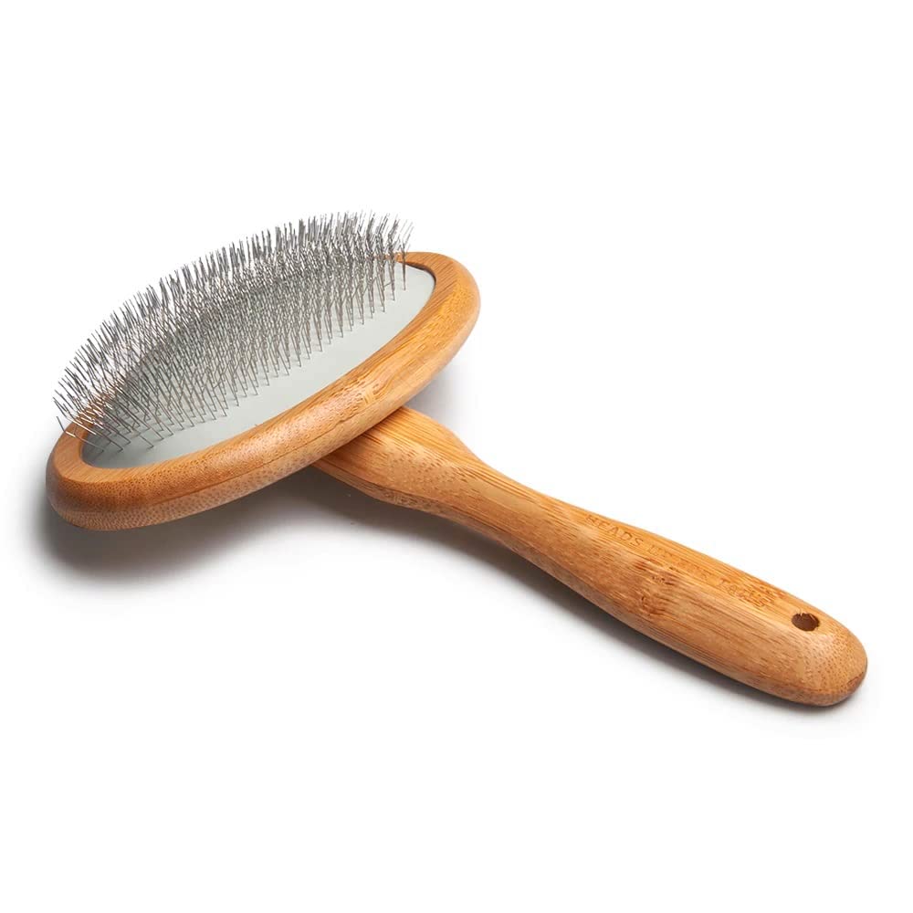 Heads Up For Tails Bamboo Slicker Brush For Dogs & Cats  S Grey