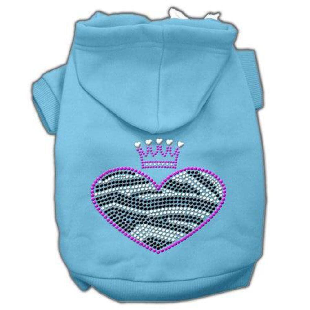 Pet, Dog & Cat Hoodie Rhinestone, 'Zebra Heart' Baby Blue 3Xl (25-35 Lbs.)