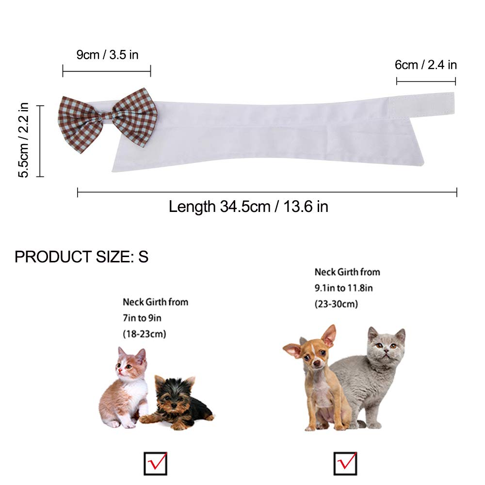 Zton Handcrafted Adjustable Formal Pet Bowtie Collar Neck Tie For Dogs & Cats (S, Blue)