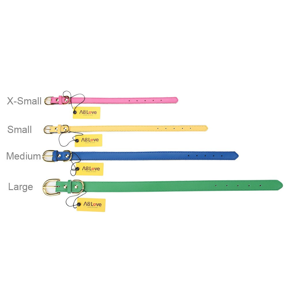 Aolove Basic Classic Padded Leather Pet Collars For Cats Puppy Small Medium Dogs (Medium (Neck 11.5'-15'), Rose Red)