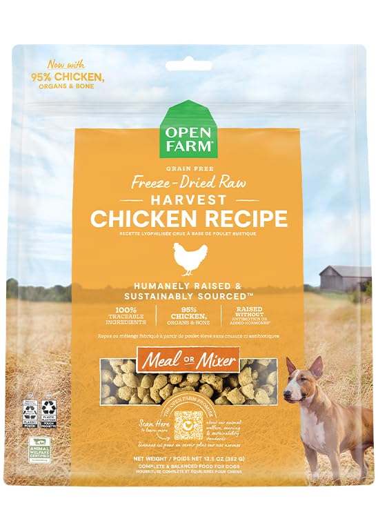 Open Farm Freeze Dried Raw Dog Food, Humanely Raised Meat Recipe with Non-GMO Superfoods and No Artificial Flavors or Preservati