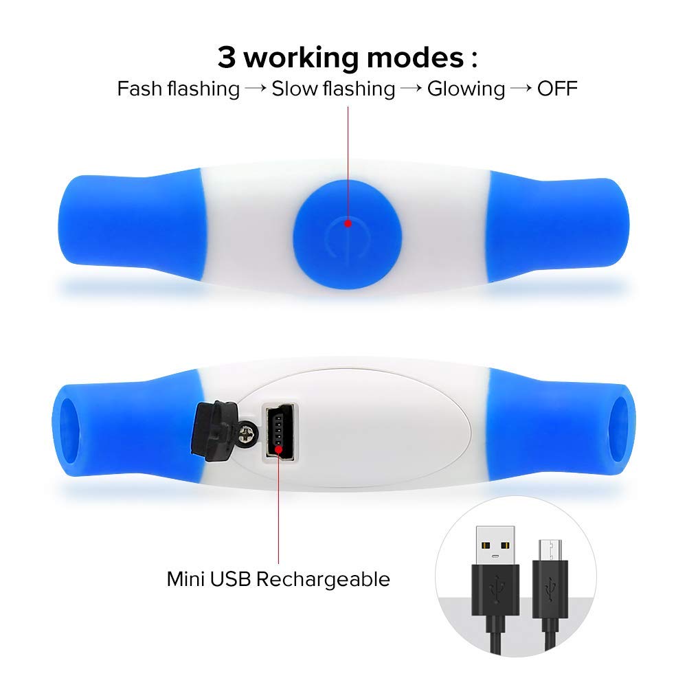 Bseen Light Up Dog Collar, Rechargeable Led Dog Collar For Night Safety, Waterproof Tpu Glowing Puppy Collar Safety Dog Lights For Night Walking (Blue)