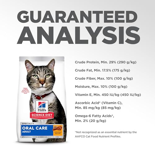 Hills Science Diet Oral Care, Adult 1-6, Plaque & Tartar Buildup Support, Dry Cat Food, Chicken Recipe, 7 lb Bag