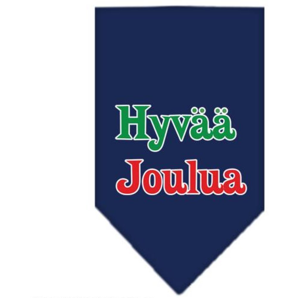 Christmas Pet and Dog Bandana Screen Printed, &quot;Hyvää Joulua&quot; Navy Blue Large