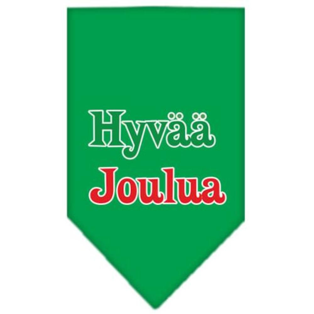 Christmas Pet and Dog Bandana Screen Printed, &quot;Hyvää Joulua&quot; Emerald Green Small