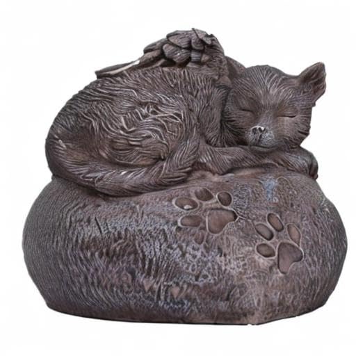 Pacific Giftware Pet Memorial My Love Sleeping Angle Cat Foot Print Rock Urn Bottom Load 30 Cubic