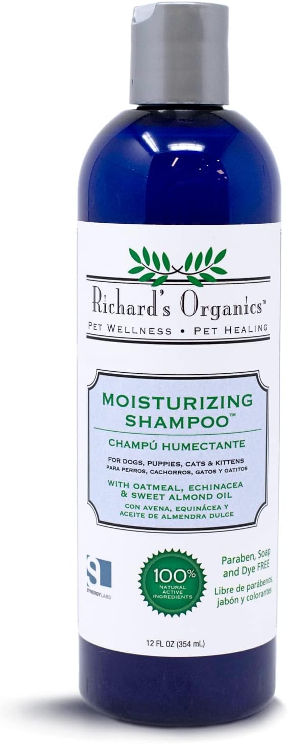 Richards Organics Moisturizing Shampoo for Dogs, 12 oz. - Pet Shampoo with Oatmeal, Echinacea, Sweet Almond Oil to Soothe/Protec