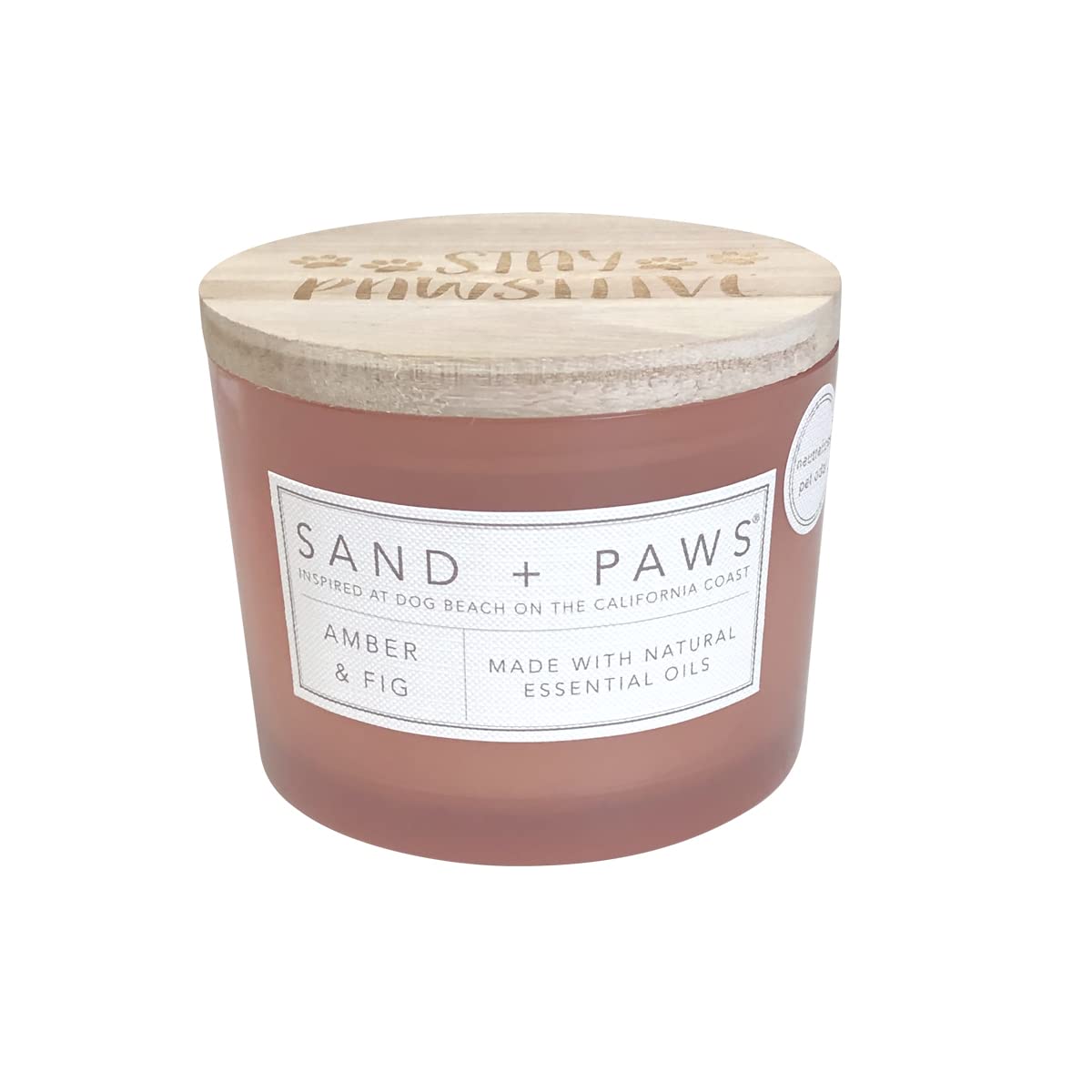 Sand + Paws Scented Candle - Amber & Fig - Additional Scents And Sizes -Luxurious Air Freshening Jar Candles Neutralize Pet Odors And Enhance Home Décor - 100% Cotton Lead-Free Wicks - 12 Oz