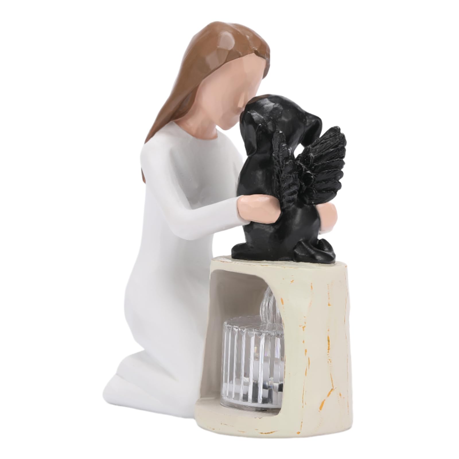 Seawah Dog Memorial Candle Holder Statue - Angel Dog Figurine - Black
