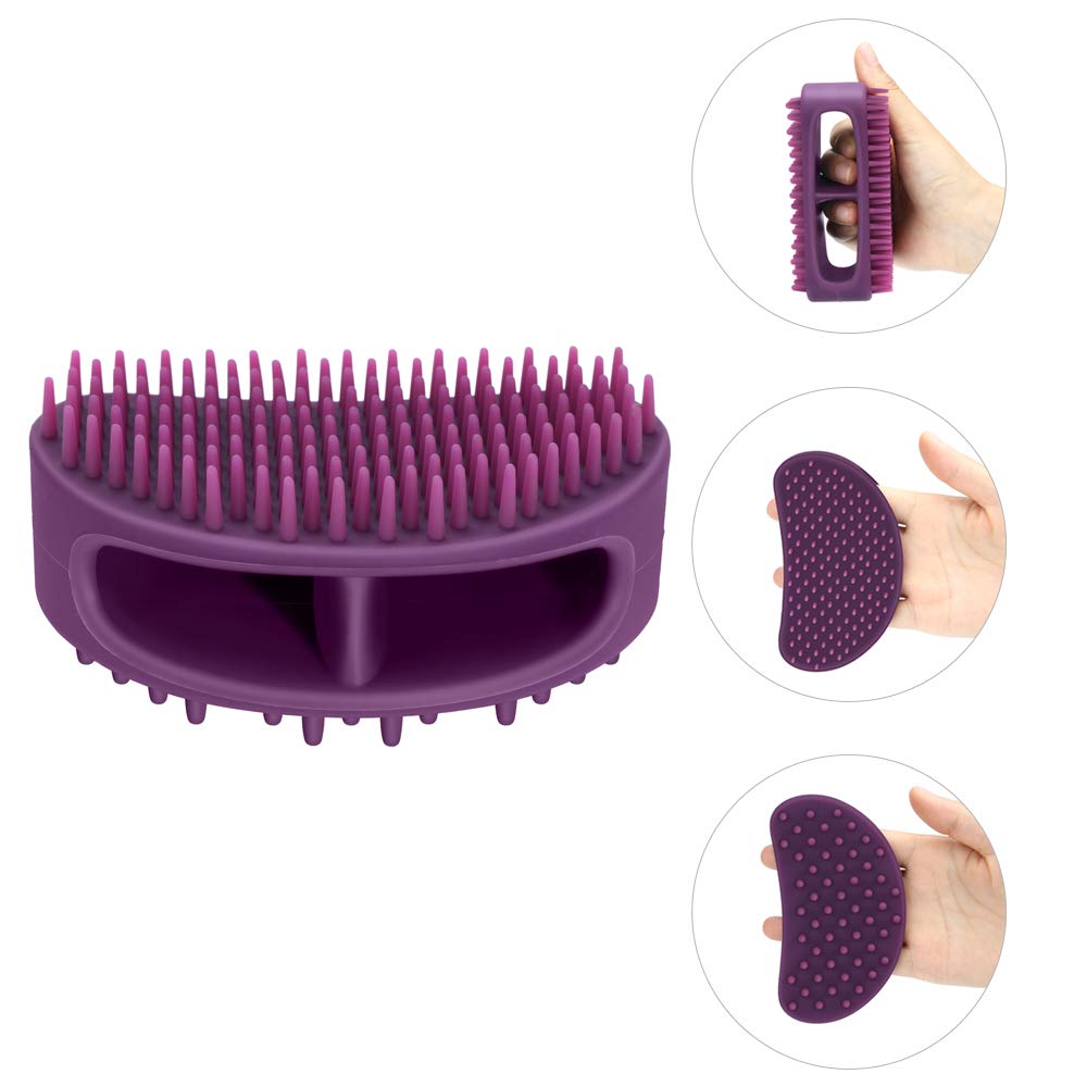 Dog Brush & Cat Brush, Soft Silicone Dog & Cat Grooming Brush, Pet Bath & Massage Brush For Cats And Dogs With Short Or Long Hair, Cat Slicker Shedding Hair Brush Purple