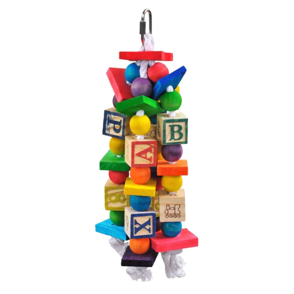 A&E CAGE COMPANY HB46360 Happy Beaks The ABC Blocks Assorted Bird Toy, 6 by 12&quot;
