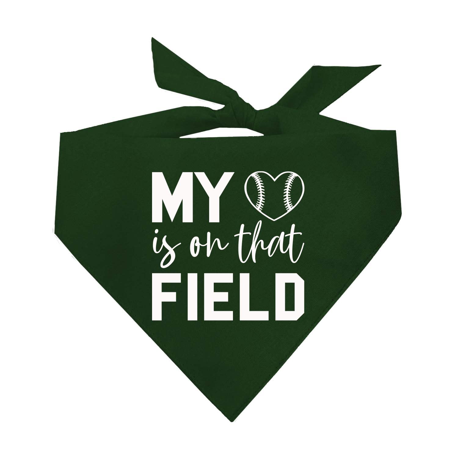 My Heart Is On That Field Baseball Dog Bandana (1044 Dark Green, One Size)