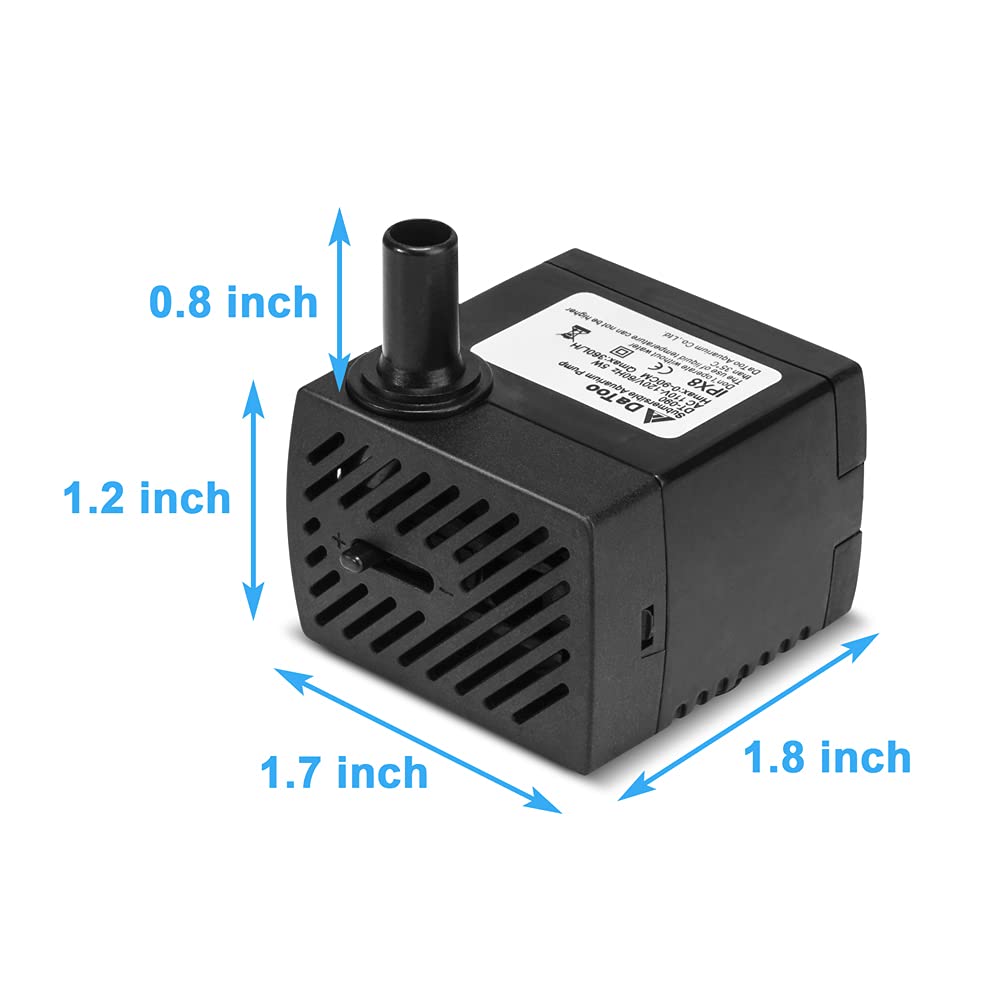 Datoo 95Gph 5W Small Submersible Water Pump Mini Fountain Pump Ultra Quiet For Aquarium Fish Tank Pond Statuary Hydroponics