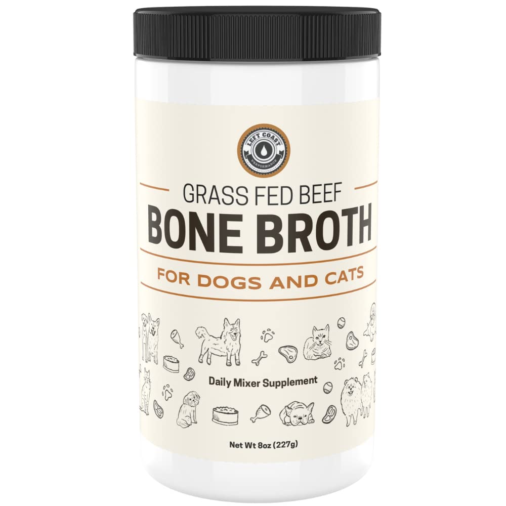 8oz Beef Bone Broth Powder for Dogs and Cats - Human Grade Grass-Fed for Picky Eaters - Supports Joints and Gut Health - Single 