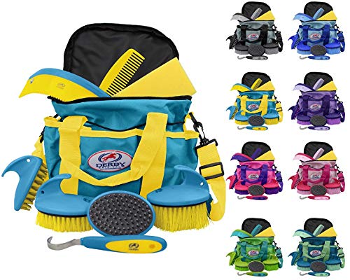 Derby Premium Comfort 9 Item Horse Grooming Kit (Blue/Yellow)