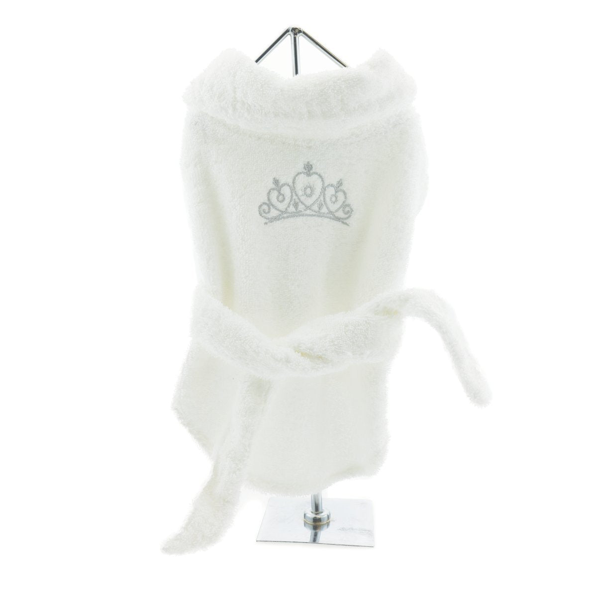 Doggie Design White Silver Tiara Cotton Dog Bathrobe (Small)
