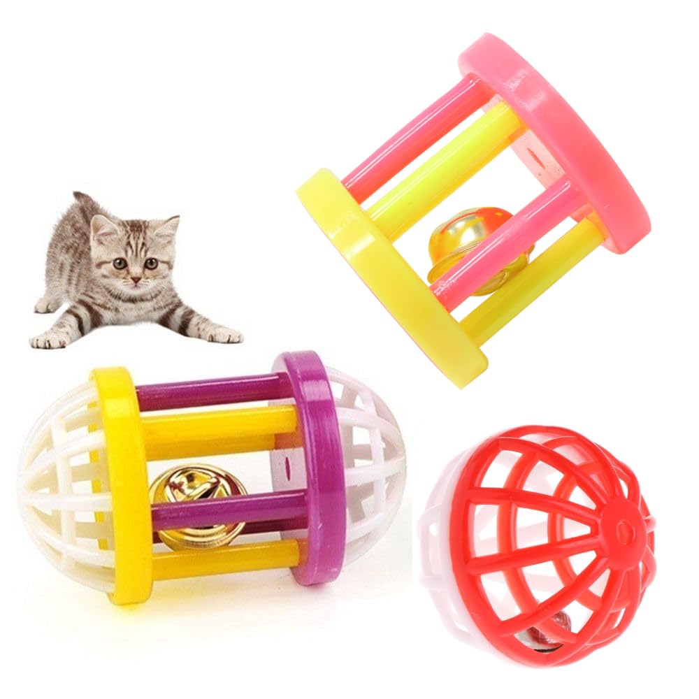 Cozy Puppies Cat Ball Toys With Bell, 3Pcs Jingle Bell Cat Toy Plastic Cat Toy Balls Cat Play Toy Interactive Cat Toy For Indoor